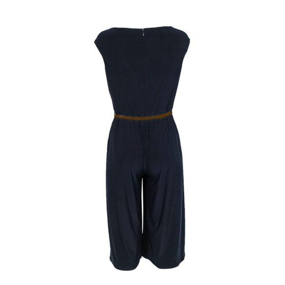 RALPH‎ LAUREN BLUE CAP SLEEVE ONE PIECE PANT JUMPSUIT CULOTTE CROP SZ 2 - Picture 3 of 7